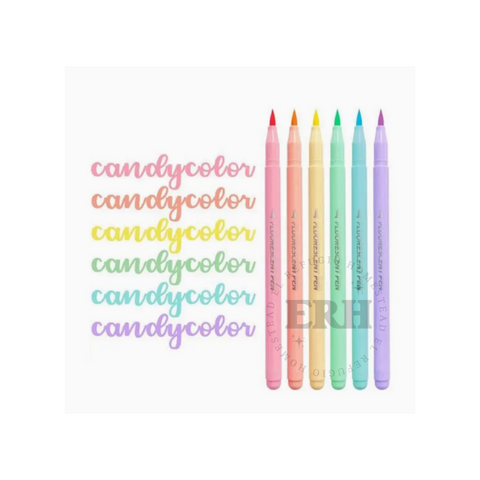 Vibrant Fluorescent Soft Brush Pen Set 6 count
