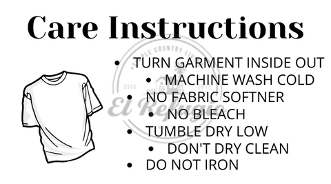 Shirt Care Instructions - Thermal Printer Sticker