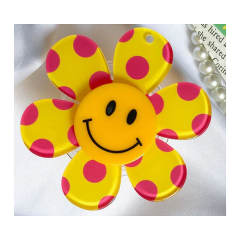 Happy Polka Dotted Sunflower Acrylic Phone Grip
