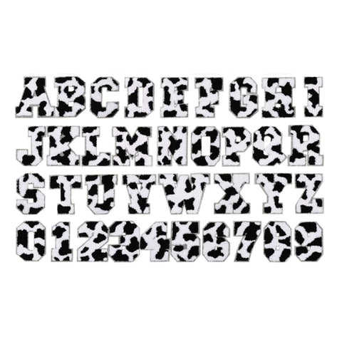 Black Cow Print Letter Patches (STICKER)