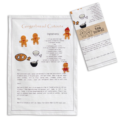 Gingerbread cutouts recipe tea towel